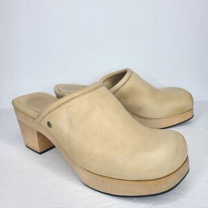 Frye Cream Leather Mules